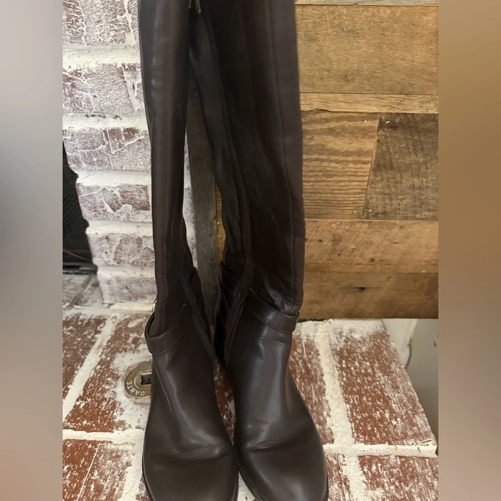 Nine West Brown Knee-High Leather Boots
